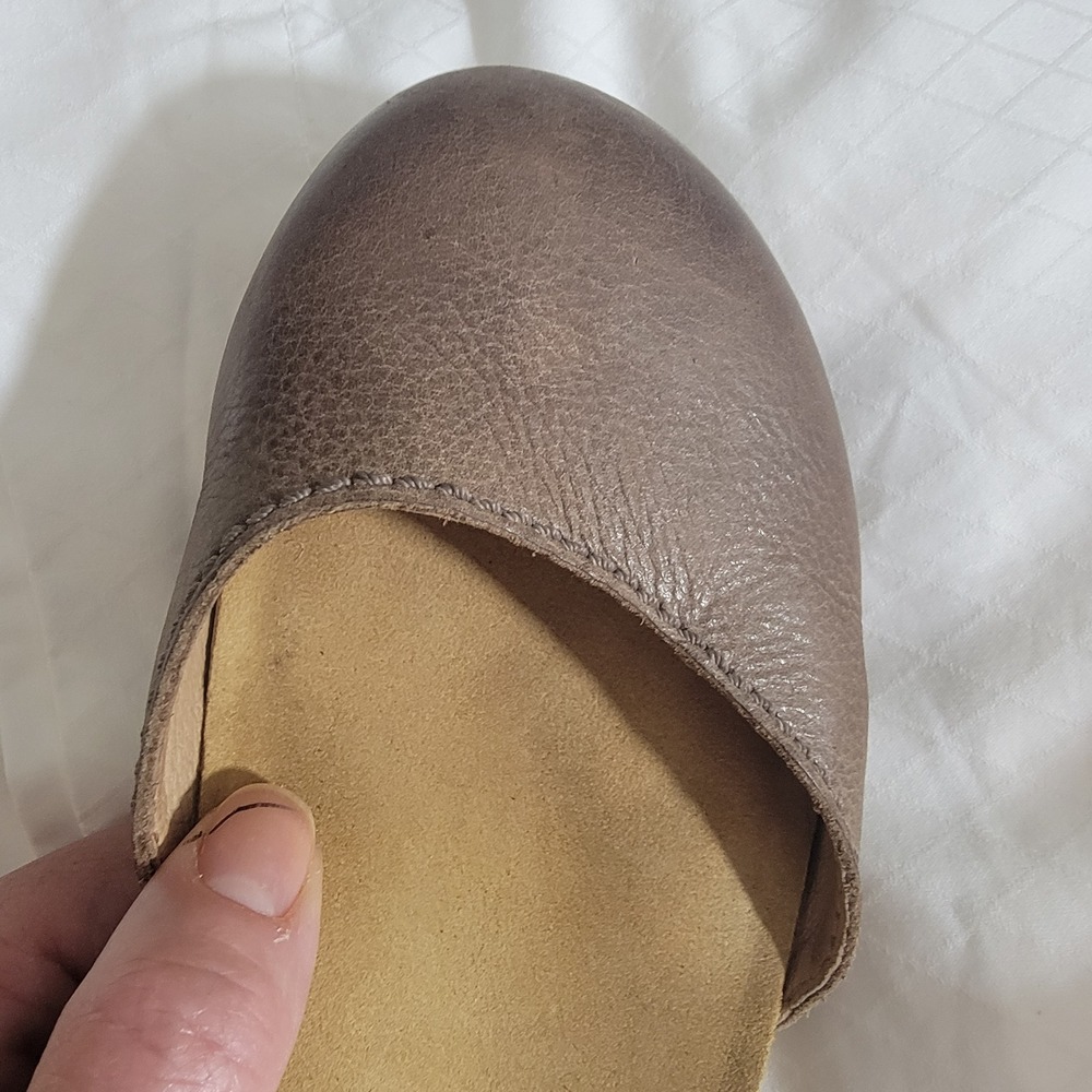 Dansko Tiffani 36 5.5-6 Milled Burnished Brown Leather Mary Jane Wedge Sandals - Picture 10 of 15